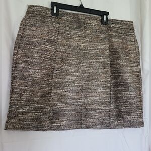 Ann Taylor Loft Women's Brown Textured Tweed‎ Career Lined Knee Length Skirt 14